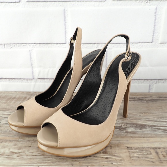 Trouve Shoes - Trouve Molly sz 8 nude platform slingback heels